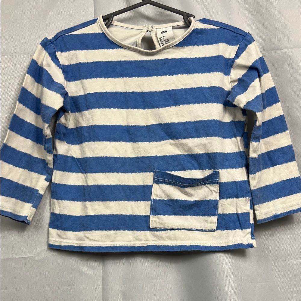 H & M blue and white striped long sleeve top size 2T